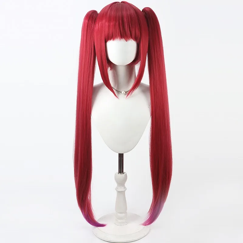 Houshou Marine Cosplay Wig Vtuber Red Purple Long Synthetic Hair Heat Resistant Halloween Role Play Party Carnival + Wig Cap view 4