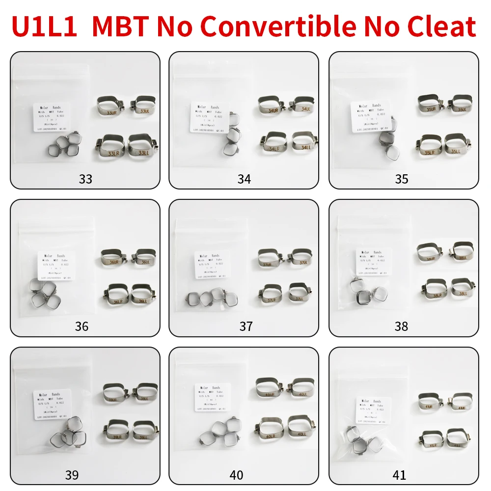 5Packs 4Pcs/Pack Dental Molar Band With U1L1 Single Tube MBT 022 No-Convertible Buccal Tube Without Cleat