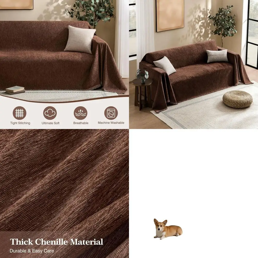 

Моющийся чехол для дивана из шенилла на 2 подушки, универсальный защитный чехол для секционного дивана, для детей и домашних животных, 91x134