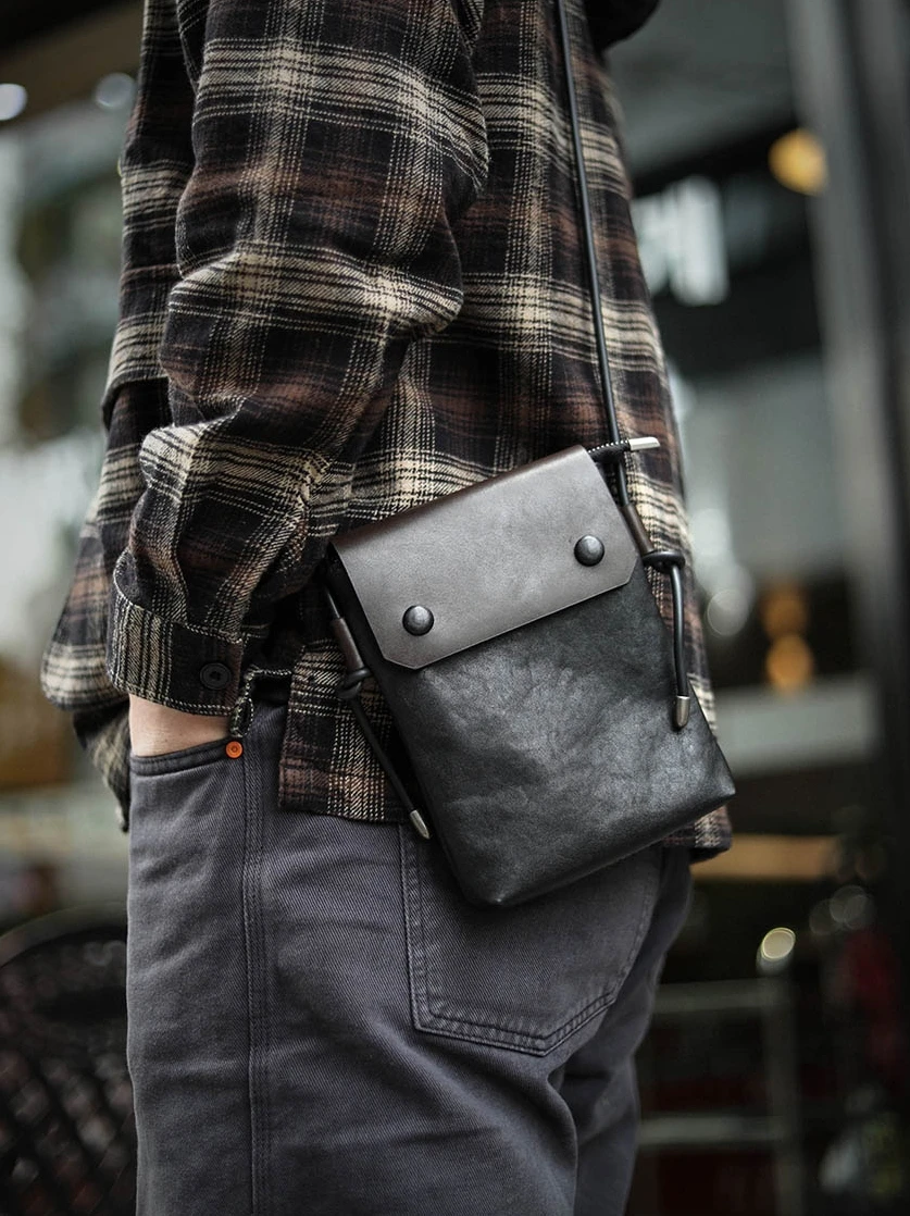 

Leather Crossbody Bag for Men And Women Phone Bag Top Layer Tanned Cowhide Small Wallets Sli Functional Pouch