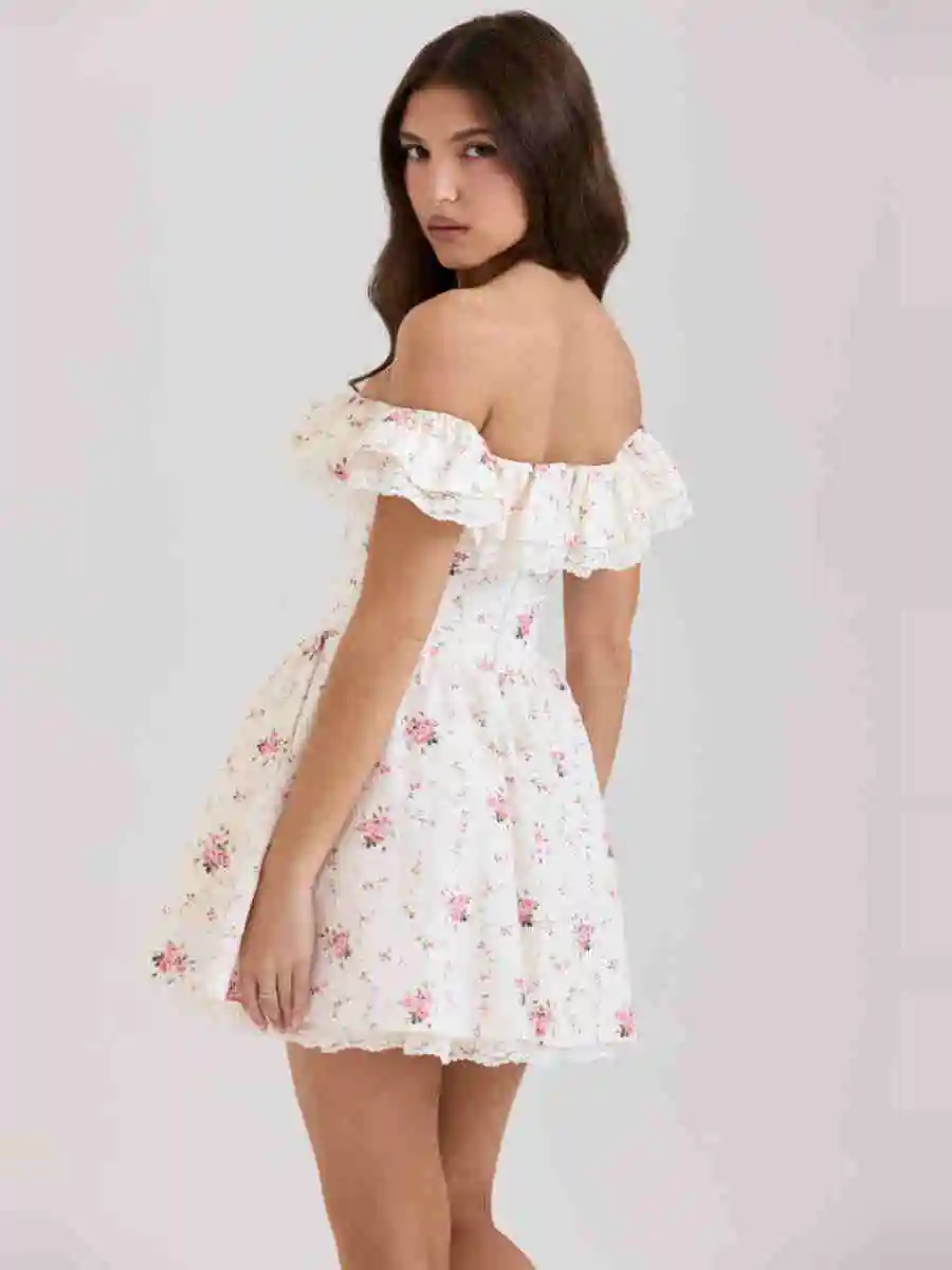 Dulce estampado Dr One oulder cintura elástica Slim Fit Puffy ort falda europea Sle Primavera Verano otoño Svel