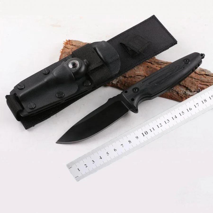 PL Force Straight Fixed Blade Knife Black D2 Blade G10 Handle Tactical Rescue Pocket Hunting Camping EDC Survival Tool Knives