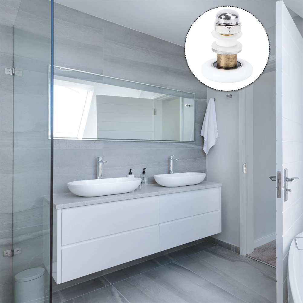 

4pcs Sliding Rollers Glass Door Pulley Shower Room Door Wheel Durable Rustproof Easy Install Heavy Duty For Home Office
