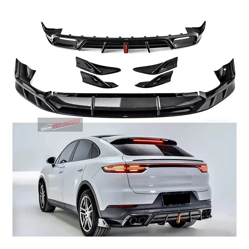 

STLF Новинка для Cayenne 9Y0: Стильные передние/задние диффузоры и угловые накладки на бамперы из сухого карбона с креплением под выхлопную трубу