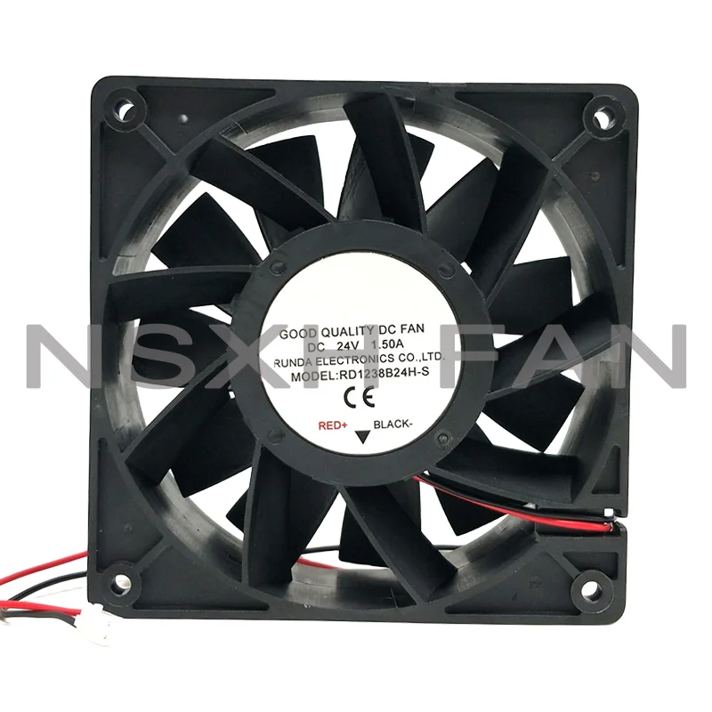 Ventilador de refrigeração do servidor 2-Wire, RD1238B24H-S, 24V, 1.5A, 120x120x38mm