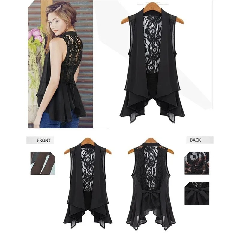 Chiffon Shirt Plus Size Women's Vest Tank Top Summer Temperament Ladies Coat Chiffon Vest Thin Sunscreen Clothing E21