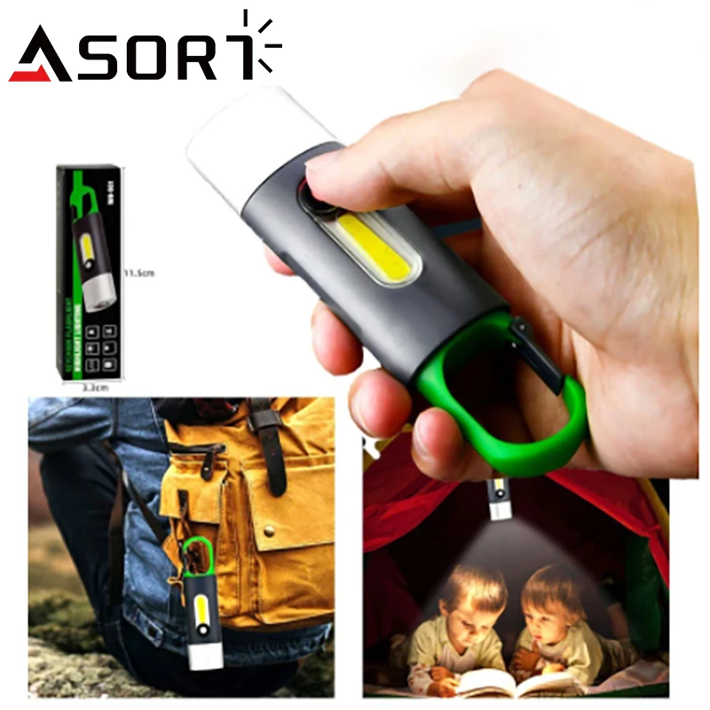 Mini LED Flashlight Waterproof  Lamp Strong Light USB Rechargeable Key Chain Torch for Work or Outdoor Camping