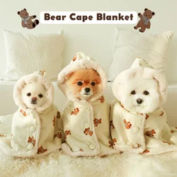 New INS Winter Scarf Bear White Rabbit Blanket Warm Pet Dog Warm Mantle Cover Blanket Sleeping Coat Hoodie New Year Gifts