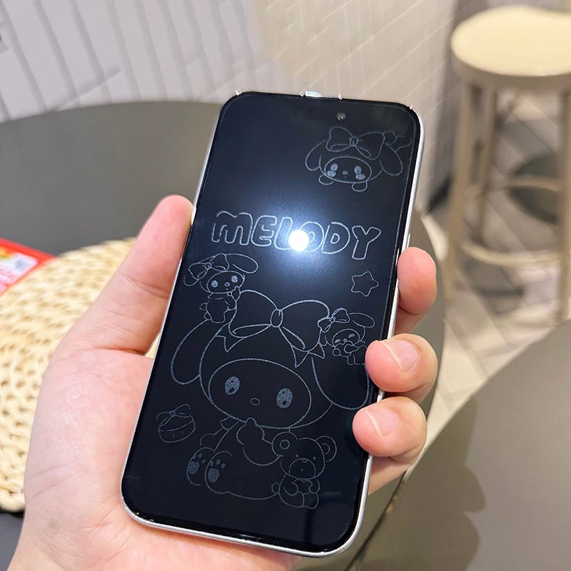 Kawaii Hellokittys Kuromi Pochacco Protecteur d'écran en verre trempé pour IPhone 17 Pro Max 16 15 14 Film de protection d'écran