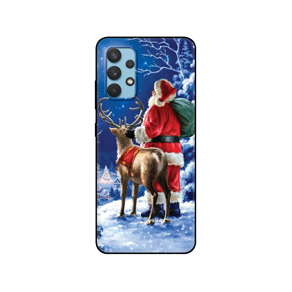 Christmas NEW Year Black tpu Case For Samsung galaxy M53 M13 M62 A12 A22 A22S A32 A42 A52 A52S A72 4g 5g A20S