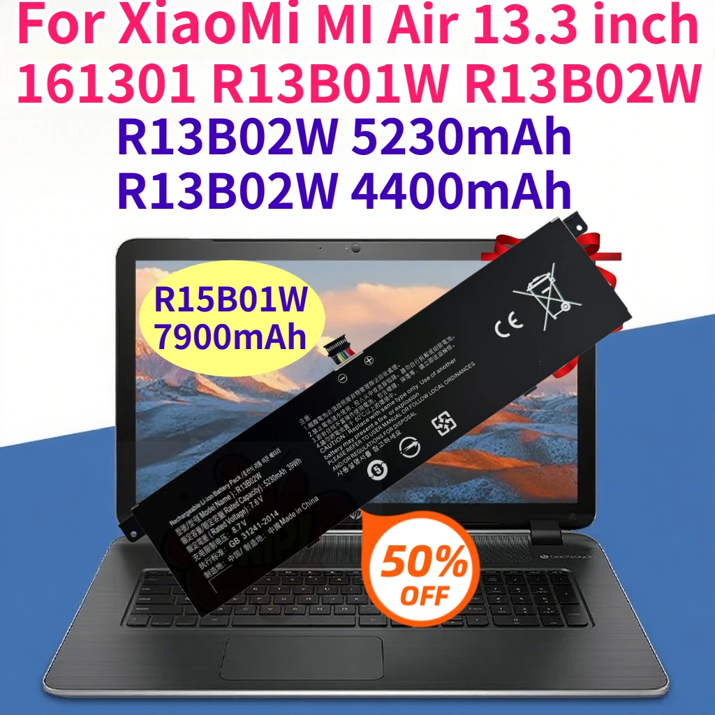 

7900mAh 5230mAh R13B01W R13B02W R15B01W Laptop Battery for XiaoMi MI Air 13.3 Inch 161301 R13B01W R13B02W Compatible Batteries