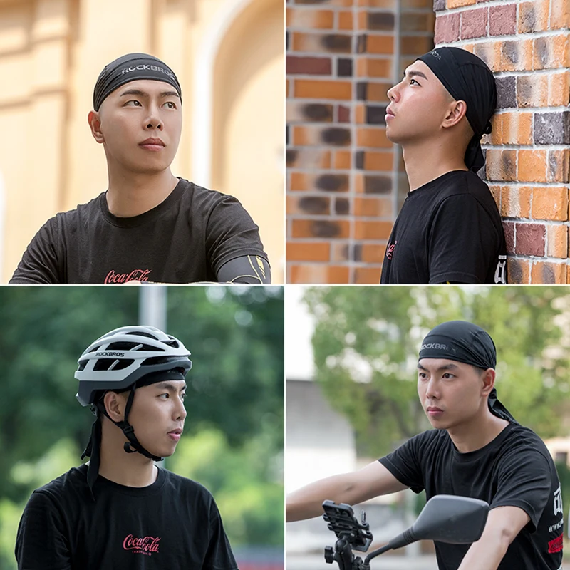 ROCKBROS Cycling Hat Sun Protection Motorcycle Bicycle Cap Breathable Elasticity Bandana Men Women Running Hiking Sport Headwear