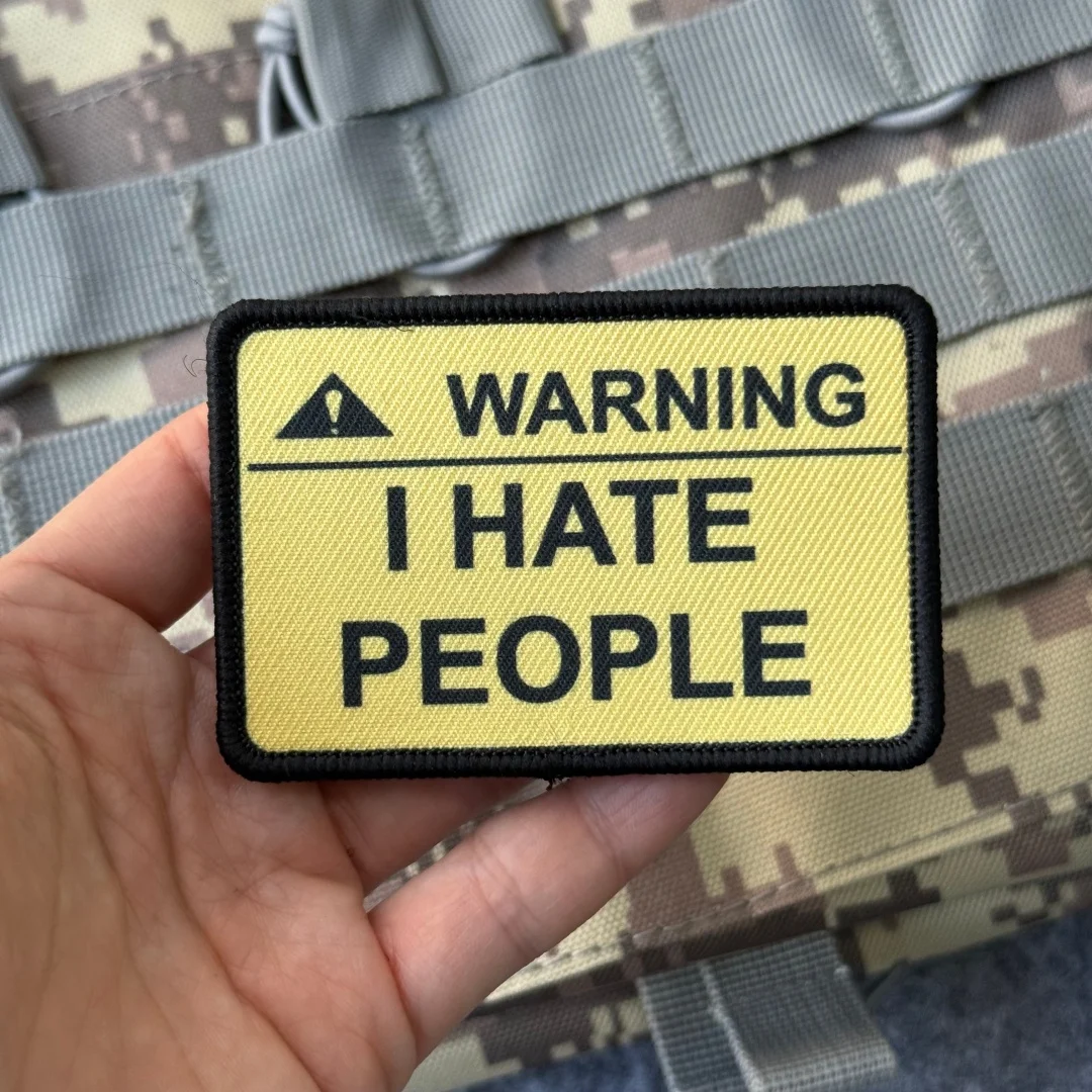 Parche de moral I Hate People con velcro – Insignia táctica para mochila - imagen 5