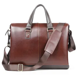 Cowhide briefcase, men's business commuting handbag, high-end single shoulder crossbody bag, men's official bag trend