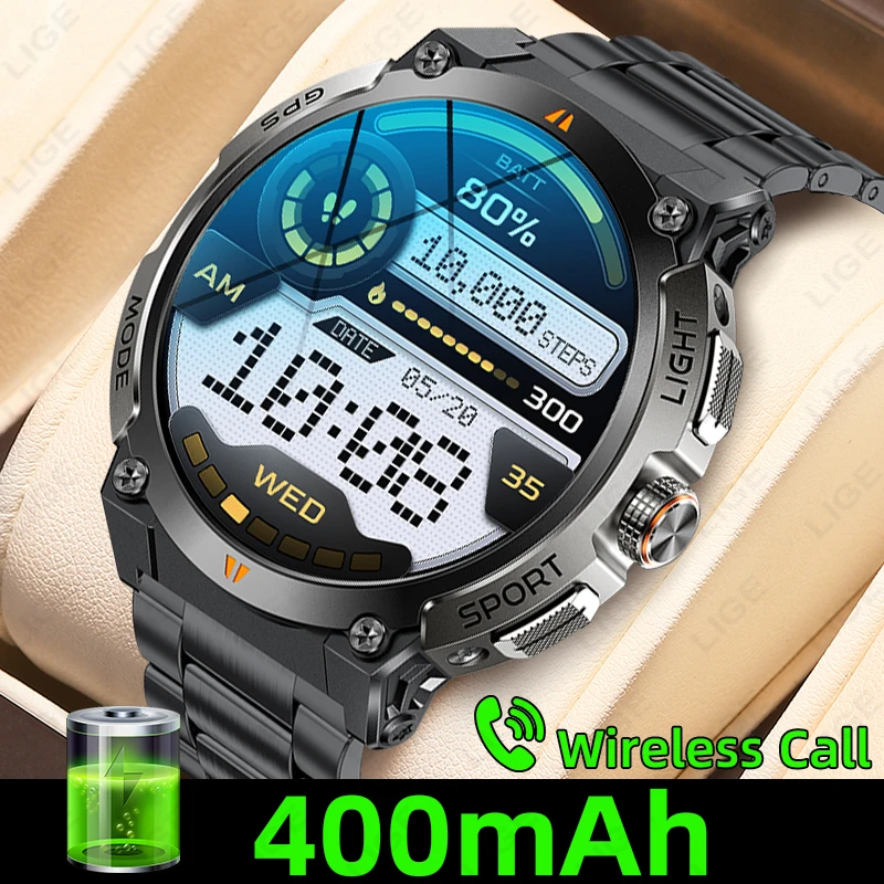 นาฬิกาอัจฉริยะ LIGE รุ่นใหม่ หน้าจอ AMOLED 466*466 พร้อมเข็มทิศ GPS ติดตามการออกกำลังกาย กันน้ำระดับ IP68 แบตเตอรี่ 400mAh รองรับการโทรผ่านบลูทูธ