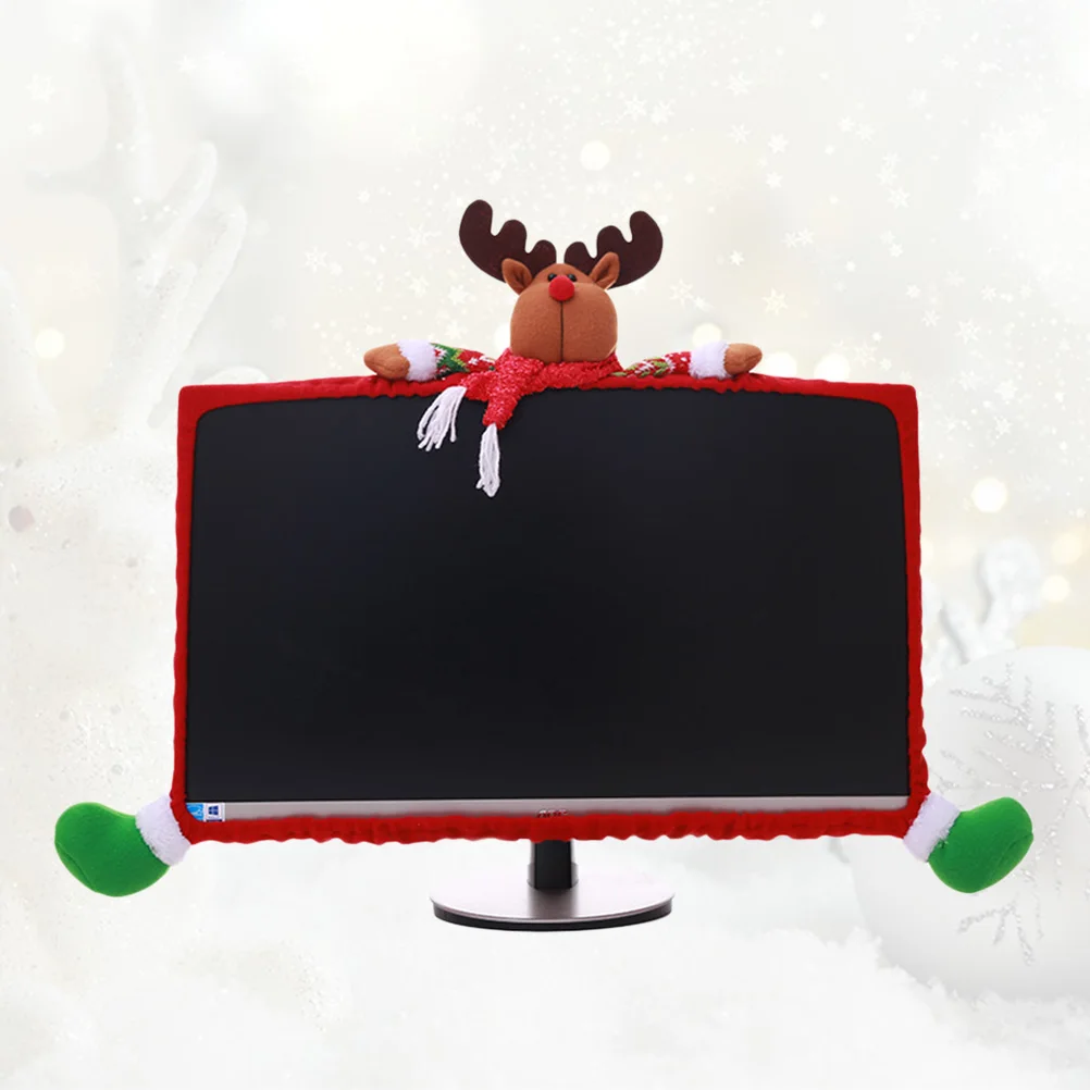 

25-35 Inch Computer Screen Cover Monitor Cartoon Xmas Decoration Holiday Ornament Christmas Gift Display Protector