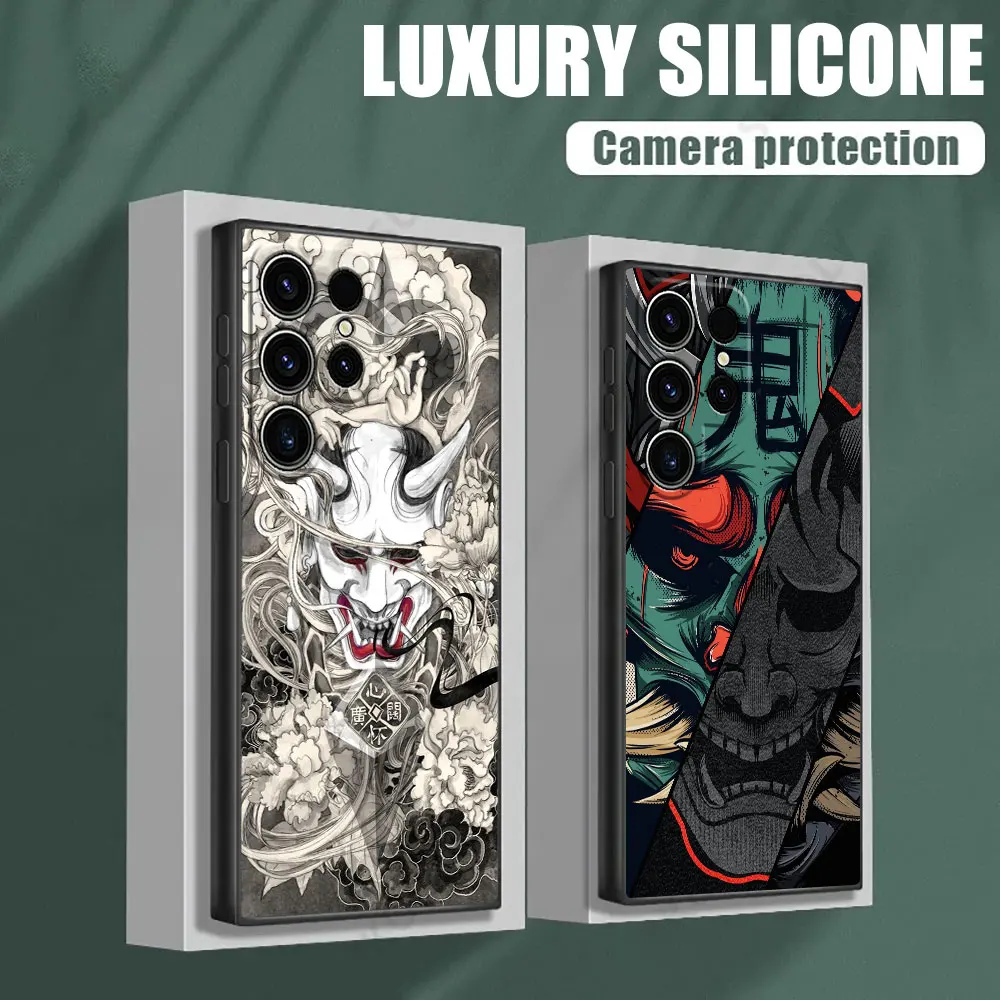 Samurai Hannya Mask Ghost Phone Case For Samsung Galaxy S24FE Cases S25 S23 S21 Ultra S20 S24 FE S22 Plus A25 A35 A54 A55 Cover