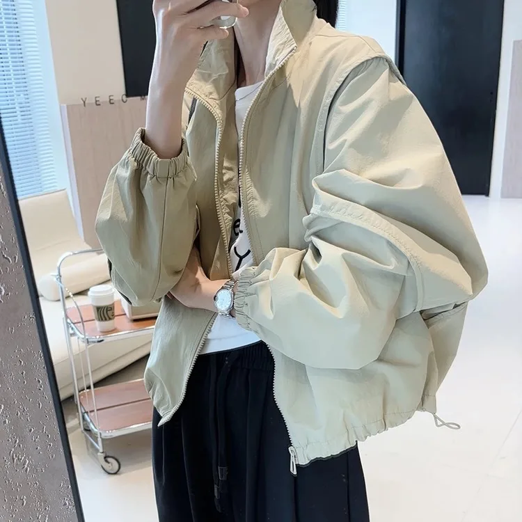 Damski płaszcz casualowy z kołnierzykiem, zapinany na zamek, luźny krój, uniwersalny, jesienno-zimowy, nowy model, modny, do pracy.