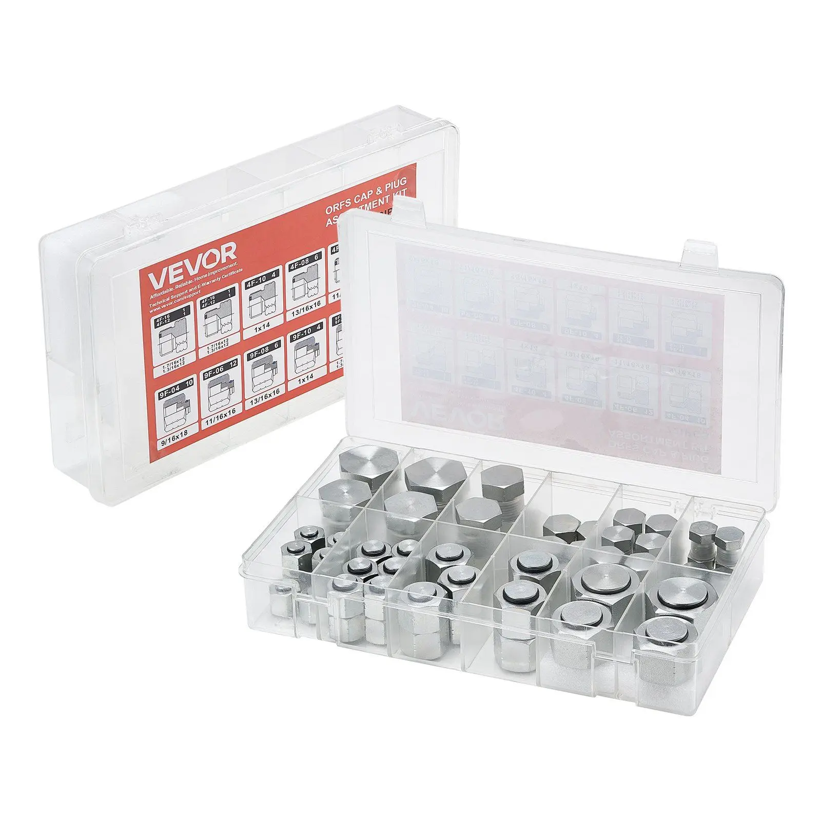 

72-Piece ORFS O-Ring Plug and Cap Hydraulic Sealing Fittings Kit Sizes 4-16