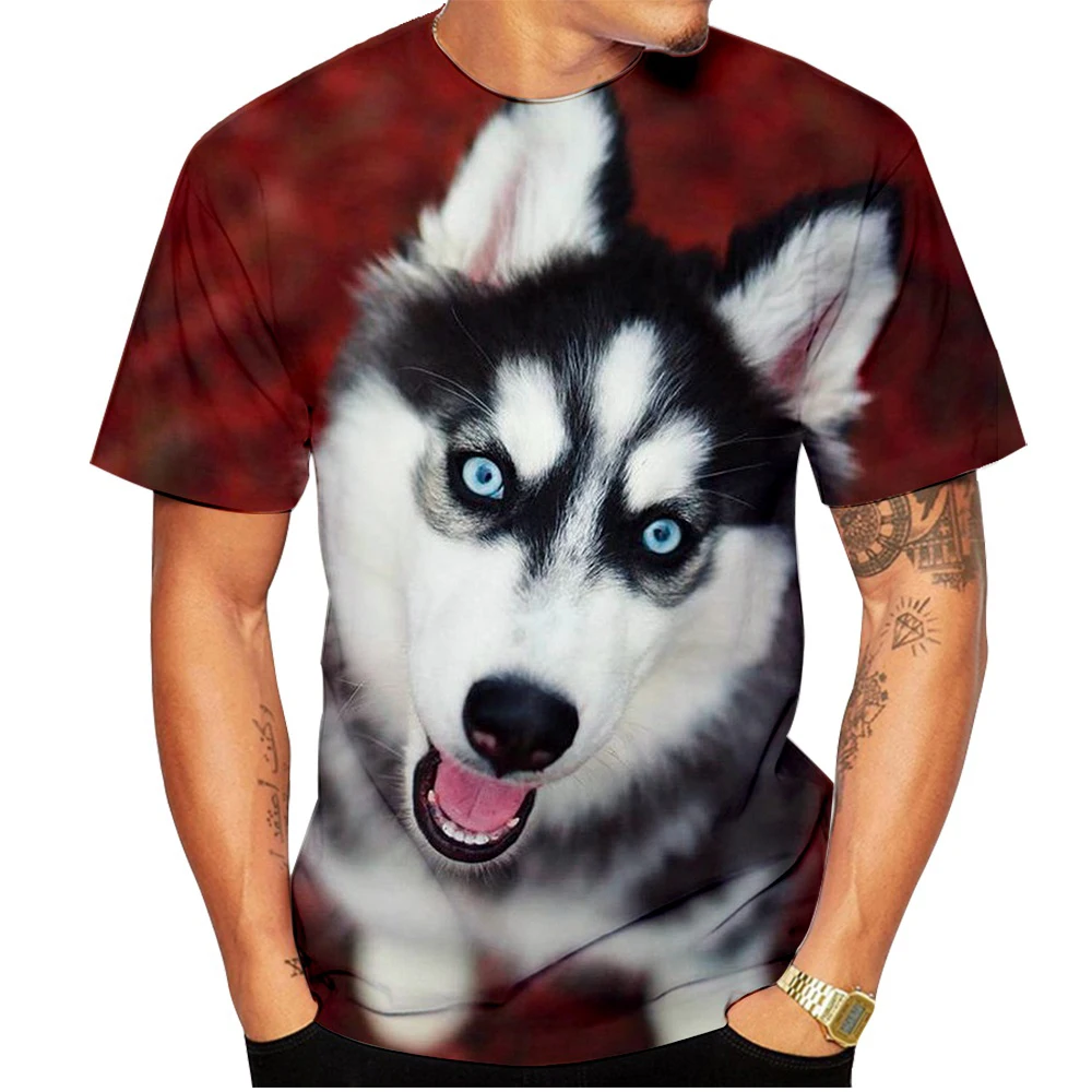 Summer Siberian Husky T-Shirts Funny Animal 3D Print Men Women Casual Short Sleeve T Shirt Harajuku Y2k Tees Tops Kids Clothing