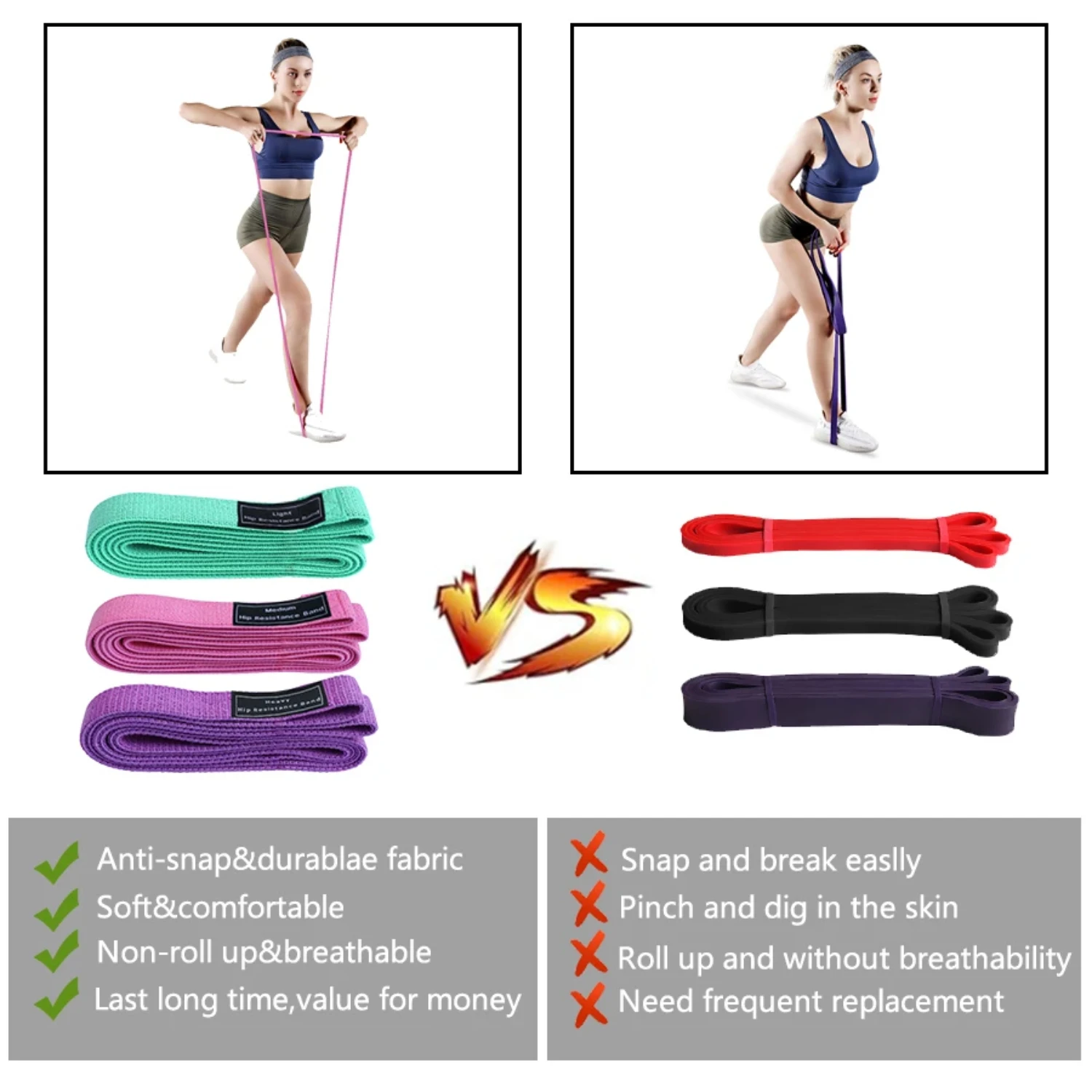 New Fabric Long Resistance Bands Strength Cloth Booty Bands Non Slip Elastic Glute Squat Bands Gym Fitness Workout Butt Training