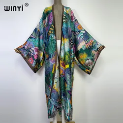 WINYI 2022 Sommer Frauen Strickjacke Stich Cocktail Sexcy Boho Maxi Afrikanischen Urlaub Batwing Hülse Seide gefühl Robe kimono kaftan