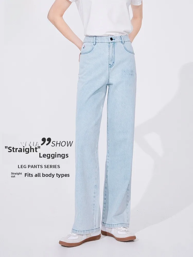 

Женские джинсы Navigare из чистого хлопка, прямые, длинные, весна-лето, новый стиль, утягивающие, универсальные, повседневные, с естественной линией талии