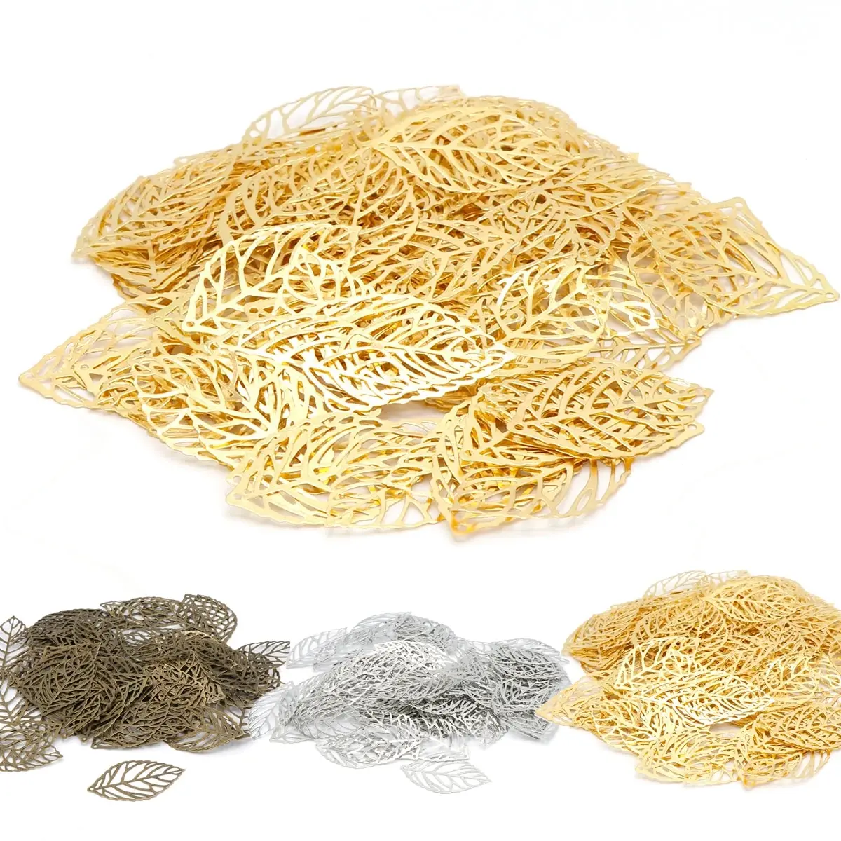 50 sztuk metalowe żelazne liście 2.4*1.4cm wisiorki bransoletka naszyjnik tworzenie biżuterii i akcesoria do rękodzieła DIY