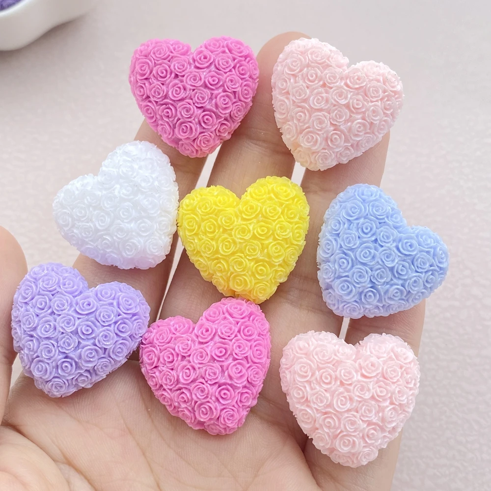 Resin Colorful Cartoon Rose love Flatback Stone 6PCS DIY Christmas Halloween Decor Figurines Scrapbook Accessories