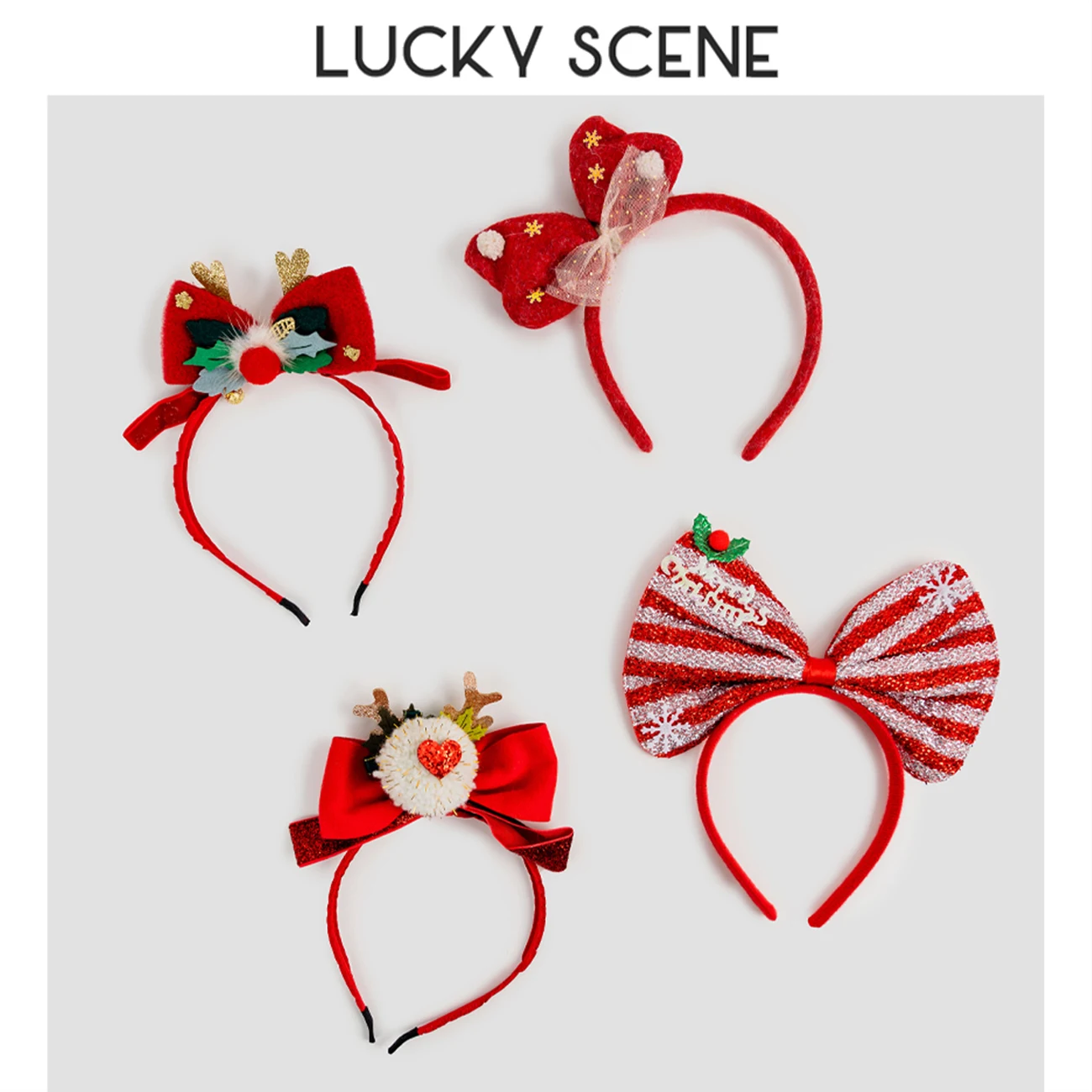 Christmas Headbands Hair accessories Hairpins Holiday Gifts Antlers Bows Party Dressups S01797