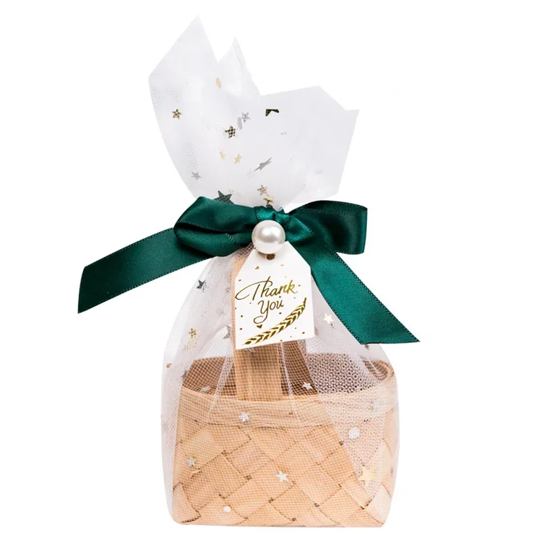 الإبداعية الجديدة الحلوى الديكور صناديق اليدوية البسكويت مجوهرات تخزين سلة صغيرة شبكة حقائب اليد مع شريط بطاقة اللؤلؤ للاستخدام اليومي #4