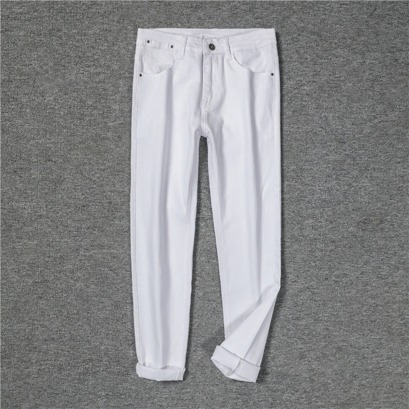 Mens Spring Summer Autumn White Jeans Fashion Casual Classic Style Slim Fit Soft Trousers Male Brand Advanced Stretch Pants,109