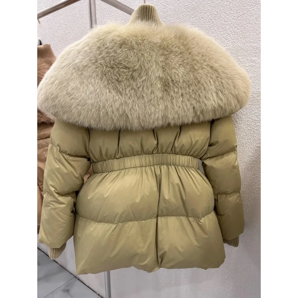 2024Down Jacket Woman Fashion White Goose Down Jackets Winter American Thick Real Natural Fox Fur Collar Puffer Jacket Warm Fur