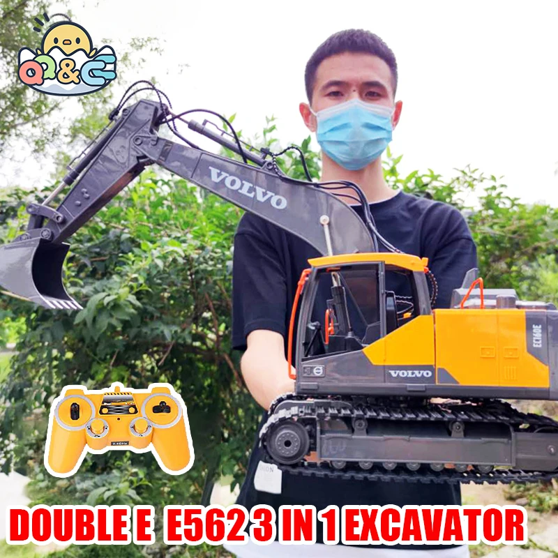 DOUBLE E E568 Truck 1:16 RC Truck Alloy 3 in 1 Engineering Car 2.4G Remote Control Car RC Excavator Toys for Boys Kids Xmas Gift