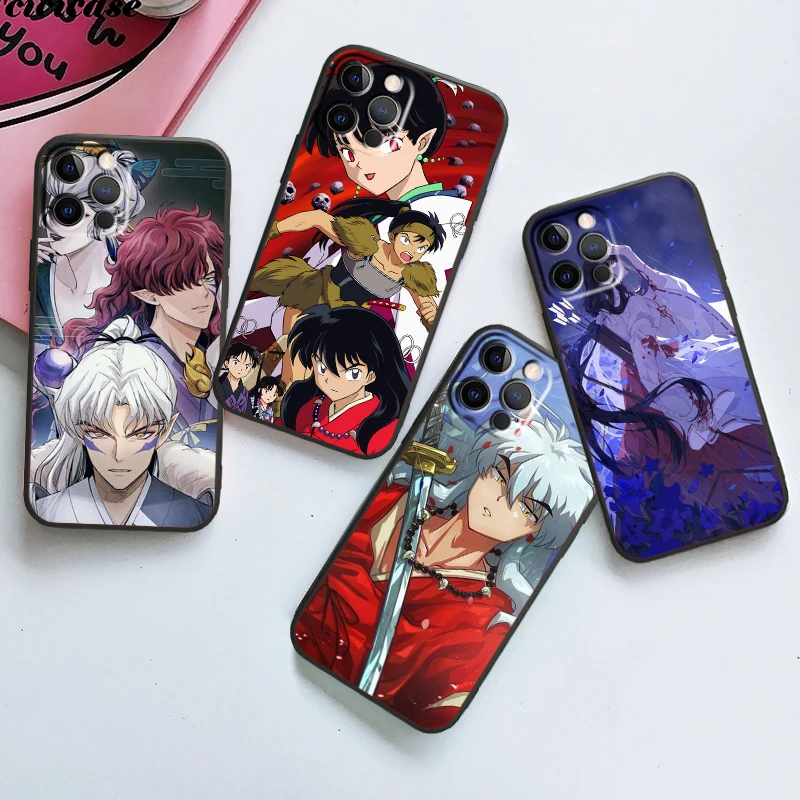 Inuyasha Cool Cute For Apple iPhone 16 15 14 13 12 11 XS XR X Pro Max Plus Mini Black Back Phone Case