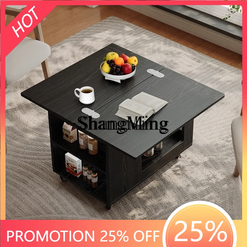 

ZYY solid wood rotatable folding sofa side few trolleys living room home about small table removable coffee table
