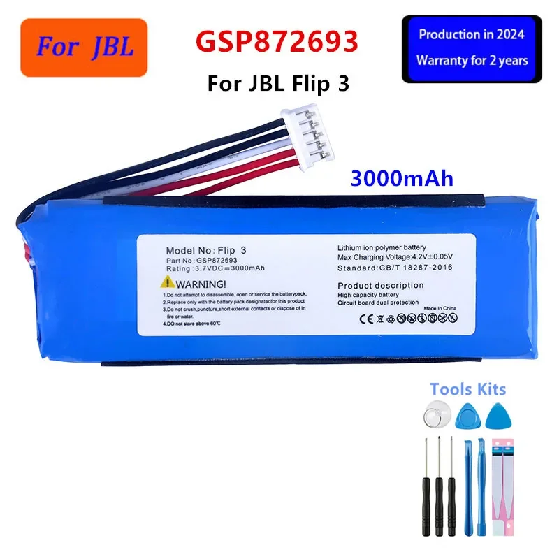 

Original GSP872693 P763098 03 3000mAh Replacement Battery For JBL Flip 3 Flip3 Gray Batteries with Tools