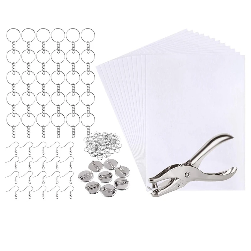 

181Pcs Shrinking Plastic Sheets Kit Includes 20 Shrinking Film Art Paper And 161 Pcs Keychains Making Accessories