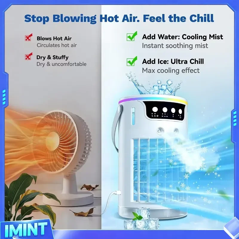 Portable Air Conditioners Fan, 1200ML Personal Evaporative Air Cooler with Water Tank, Ice Cooling Fan, Mini Desk Swamp view 6