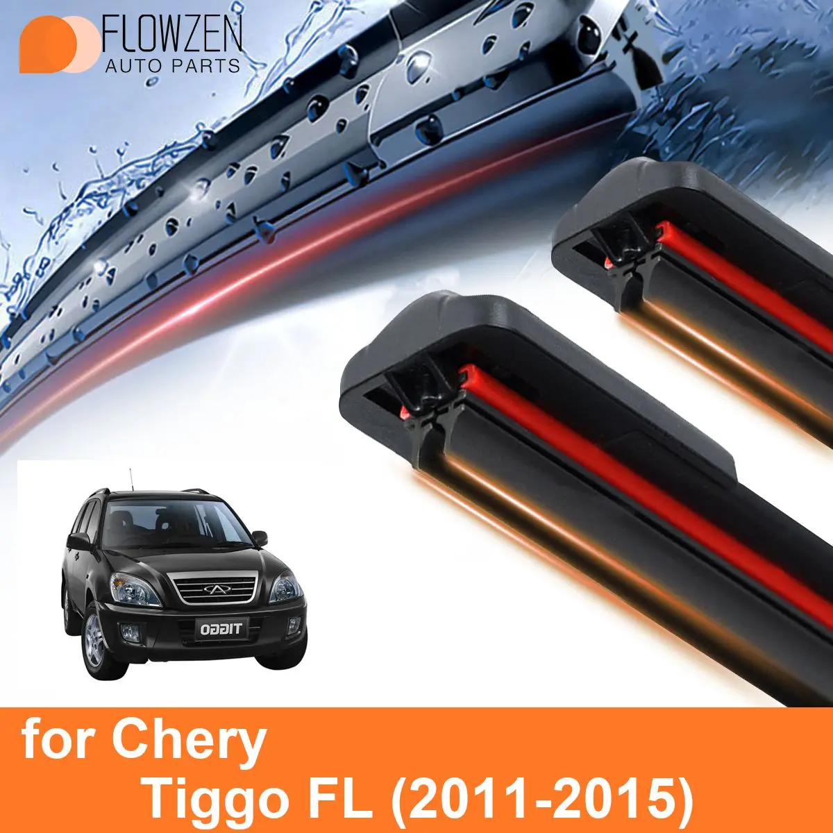 Car Windshield Wiper Blades for Chery Tiggo FL Double Rubber Frameless Bracketless WipersSoft Accessories 2012 2013 2014 2015