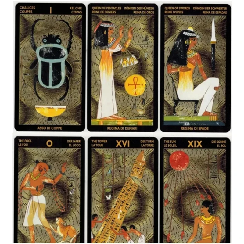 10.3*6cm Tarot Nefertari (Multilingual Edition) 78 Pcs Egyptian Themed Tarot Cards