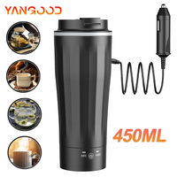 12V/24V 450ML Car Heating Mug Water Heating Kettle Electric Heating Water Cup Car Water Heater Coffee Milk Thermal Mug Camping