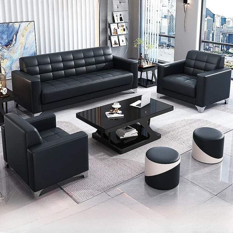 

Office sofa business reception modern simple guest single three-person office sofa coffee table combination