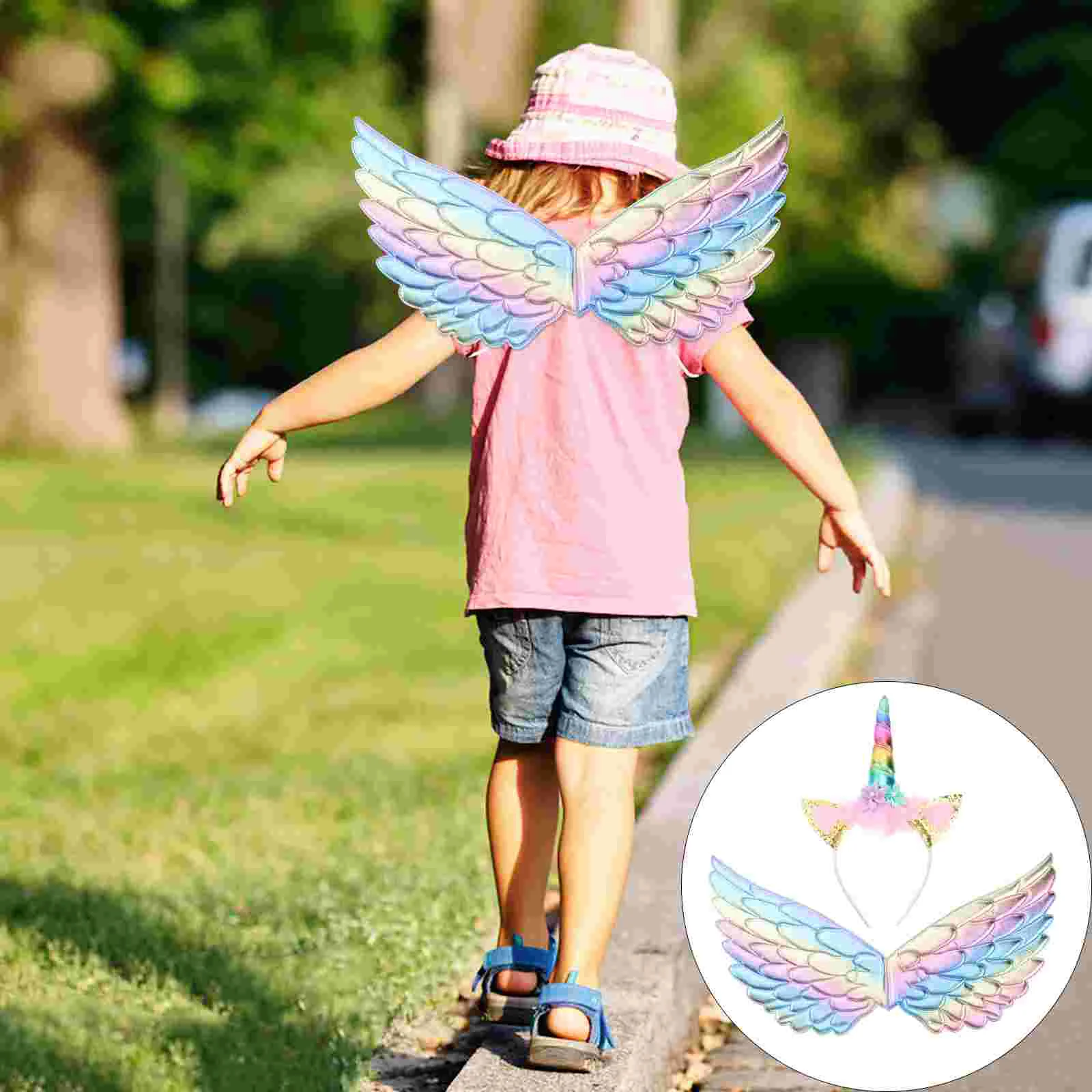 Tocado de Ángel con alas de unicornio, disfraz de Navidad para niños, accesorios adorables para fotos, bandas para el pelo