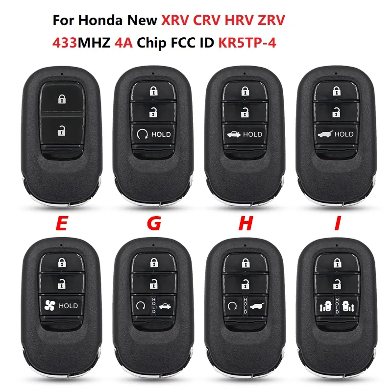 

CN003163 433MHZ 4A Chip FCC ID KR5TP-4 For Honda New XRV CRV HRV ZRV Smart Remote Car key 2/3/4 Buttons