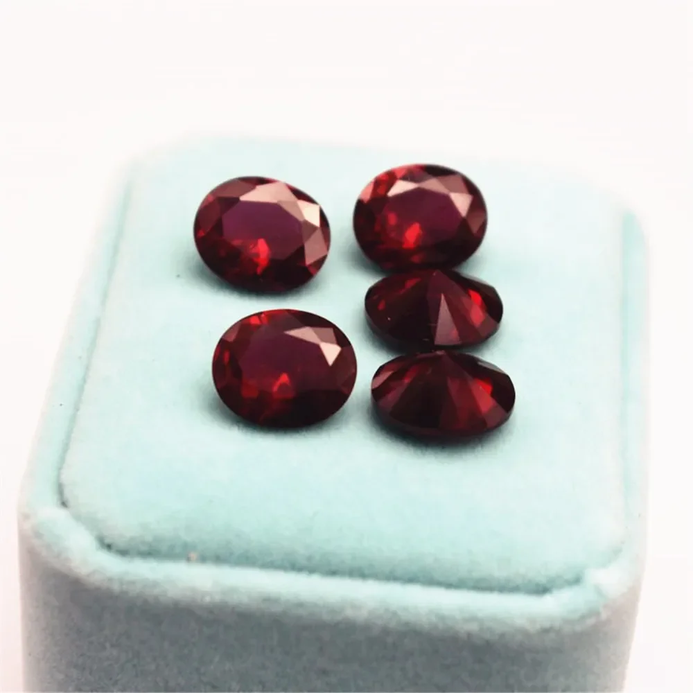 Grade AAA Cutting Dark Blood-red Ruby Mohs Hardness 9 Oval Cut Gemstone Egg Shape Faceted Ruby Gem RB088