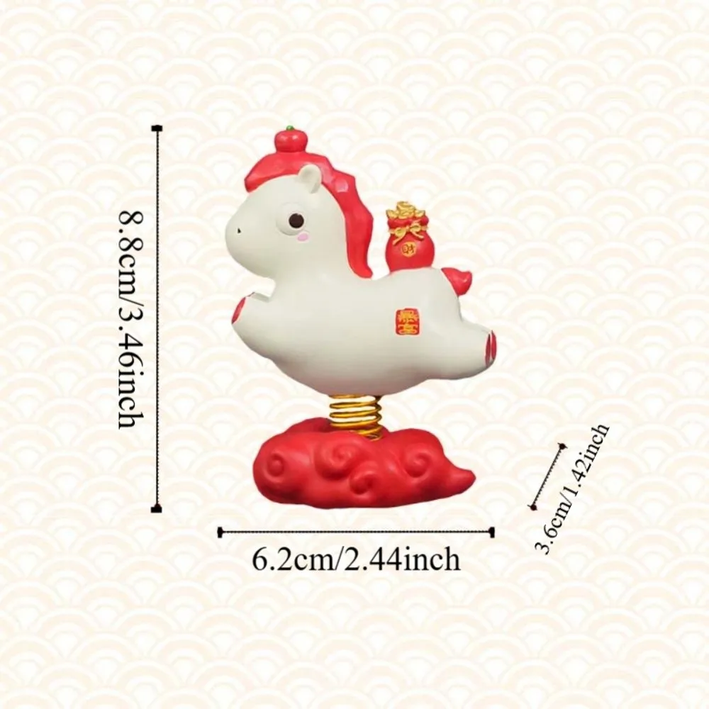 الكرتون زودياك المهر الحلي الراتنج Kawaii الحصان الربيع زخرفة 2026 الحصان العام المهر شكل السنة الجديدة سطح المكتب زخرفة