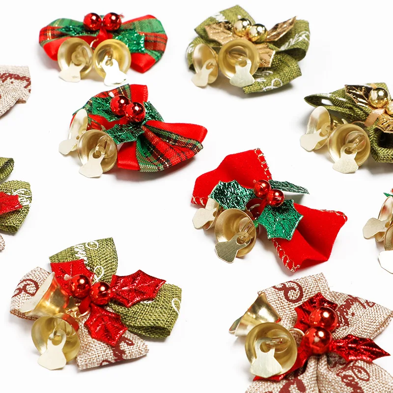 

5/10Pcs Christmas Mini Bell Bow Ornament Wreath Pendant Gift Box Decoration Christmas Ornaments Bowknot Crafts