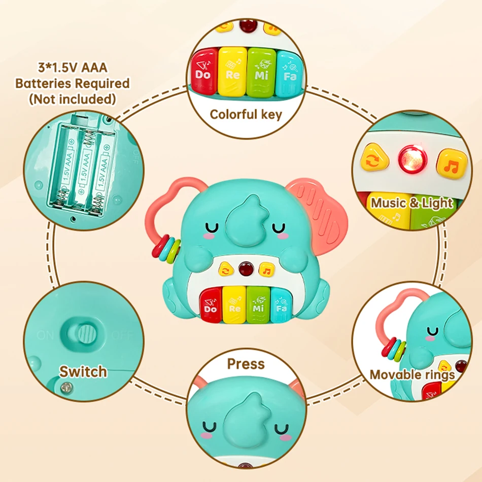 モンテッソーリ赤ちゃん電子ピアノのおもちゃ音楽 & ライトキーボード動物楽器のおもちゃ 18-36 ヶ月幼児教育ベビーギフト