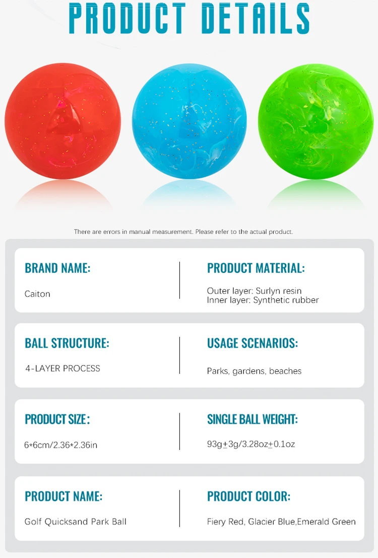 Caiton Premium Park Golfball – 60 mm/2,36 Zoll, fließendes Kunstdesign, rot, blau, grün, 4-lagige Konstruktion – Detail 8